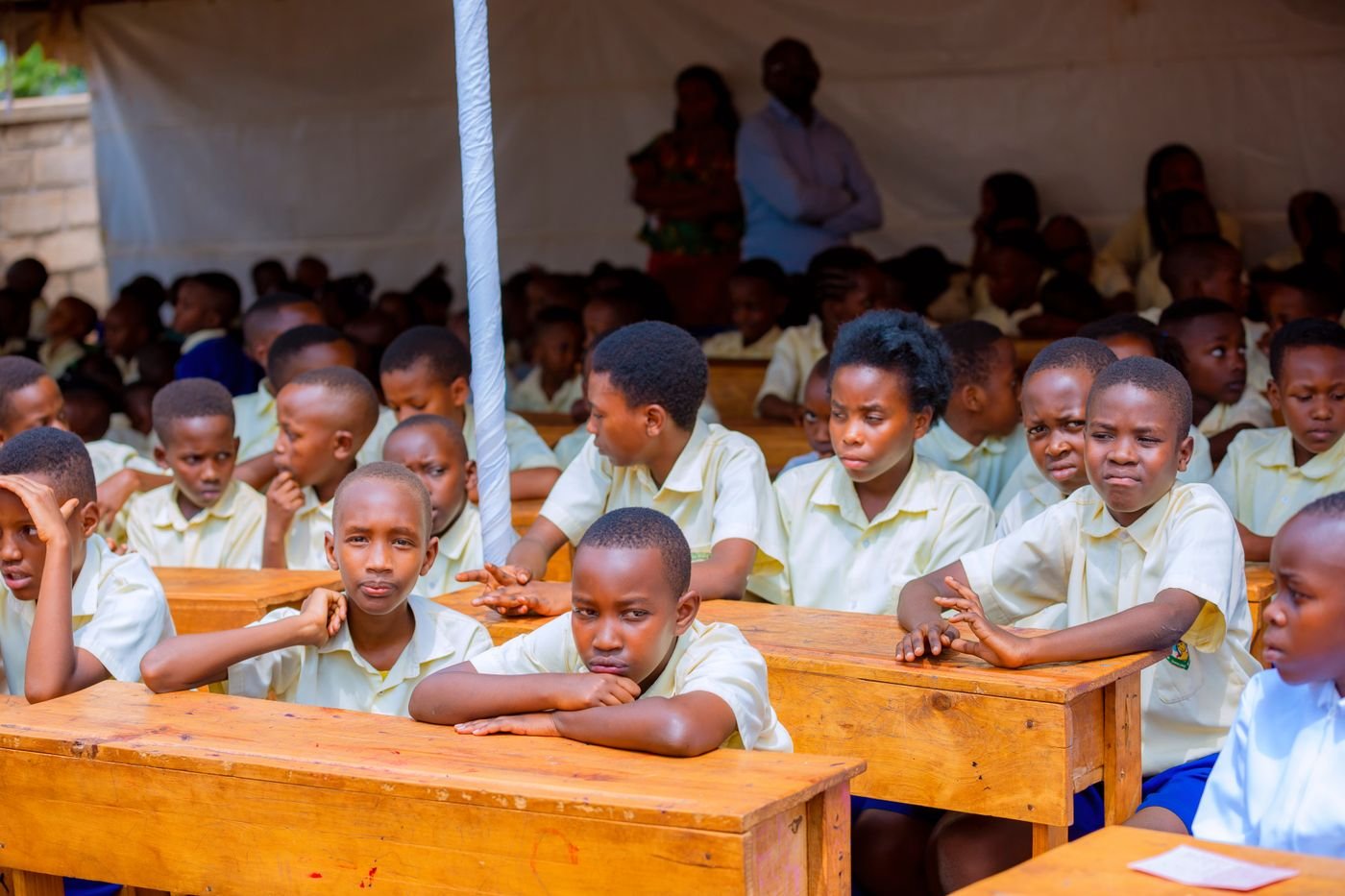 Pupils in a Nairobi classroom using an Alama-run school
